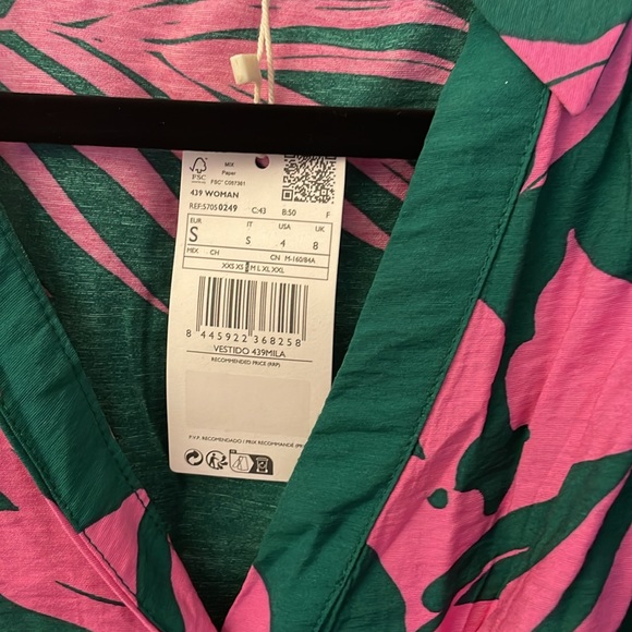 Mango mini dress in pink and green print size extra small - Picture 6 of 8